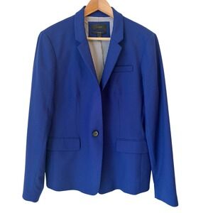 J Crew Regent Blazer Womens 16 Wool Blend Stretch Single Button Royal Blue Work